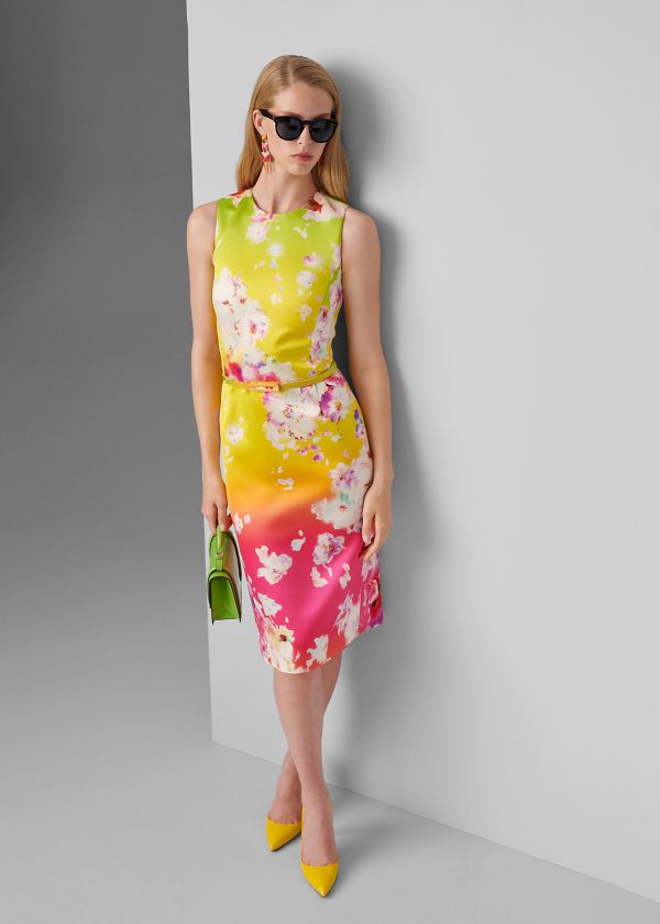 Vestidos Ralph Lauren Mujer Rosas / Amarillos / Verdes - Tuscon Floral Belted - BIXRM3592